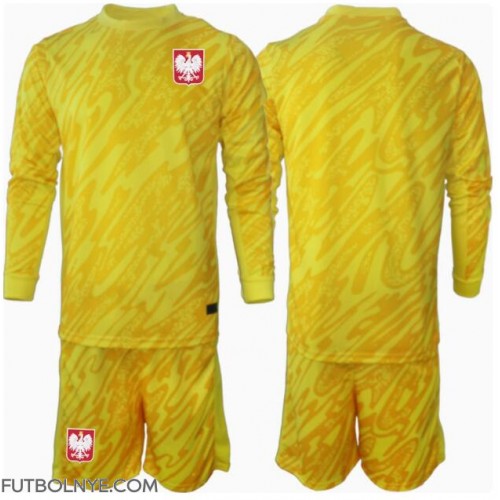 Camiseta Polonia Portero Primera Equipación para niños Eurocopa 2024 manga larga (+ pantalones cortos)